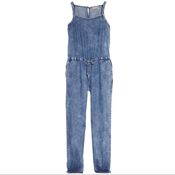 girls chambray jumpsuit